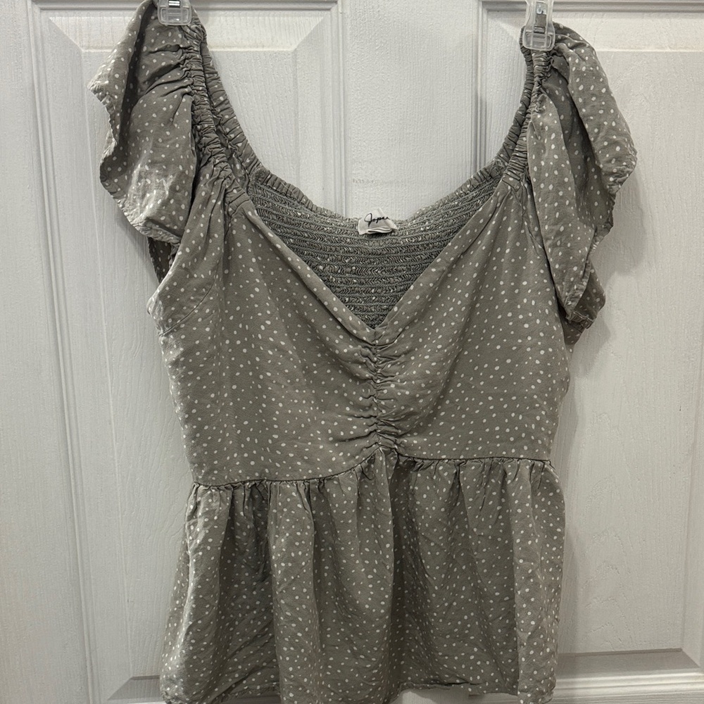 Gray Polka Dot Women's Top